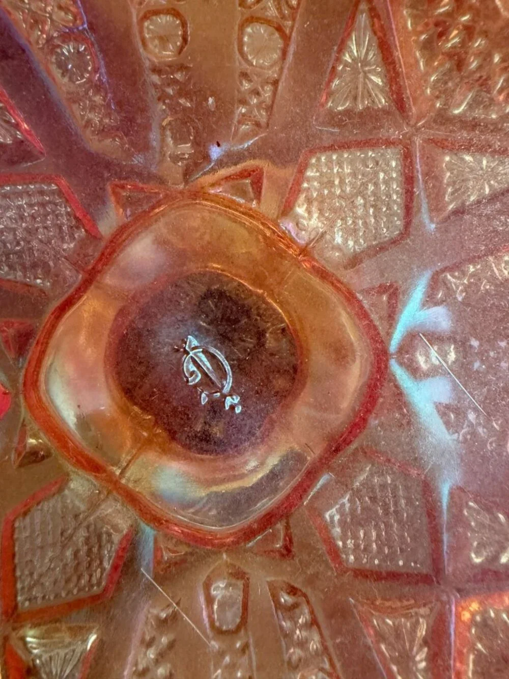 Imperial Glass Marigold Carnival Glass Hobstar Pedestal Compote